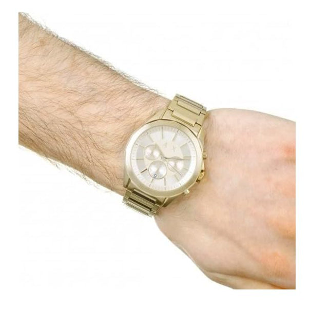 Armani Exchange Drexler AX2602 Men's Chronograph Watch – Gold Dial with Gold Stainless Steel Strap
