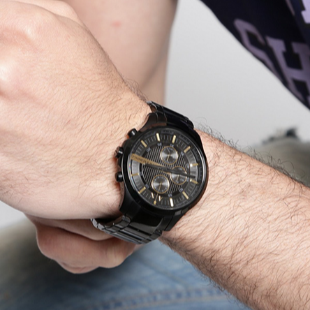 Armani Exchange Hampton AX2164 Men's Chronograph Watch – Black Dial with Black Stainless Steel Strap