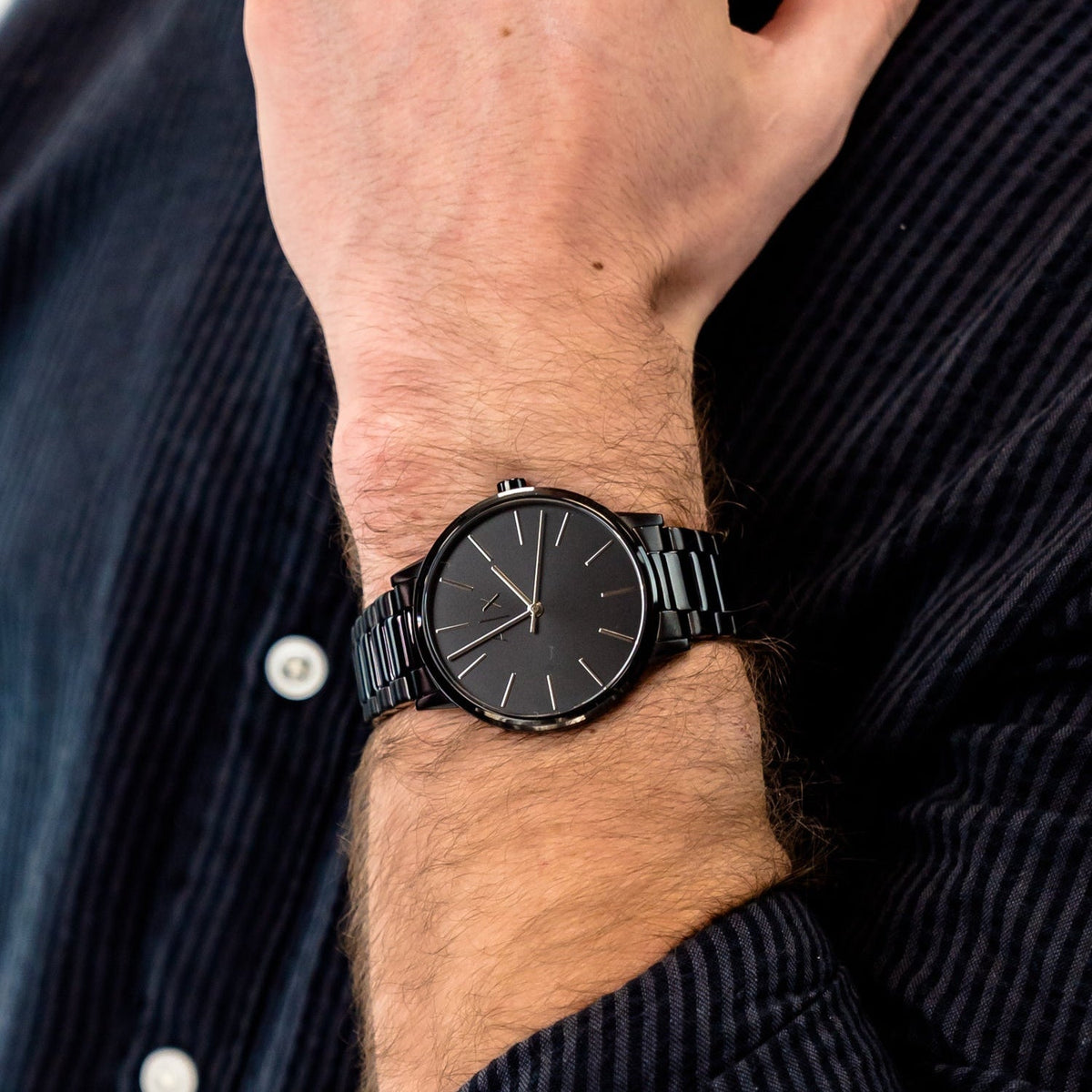 Armani Exchange Cayde AX2701 Men's Analog Watch – Black Dial with Black Stainless Steel Strap