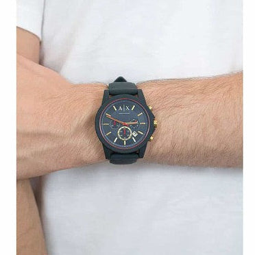 Armani Exchange Outerbanks AX1335 Men's Chronograph Watch – Blue Dial with Blue Silicone Strap