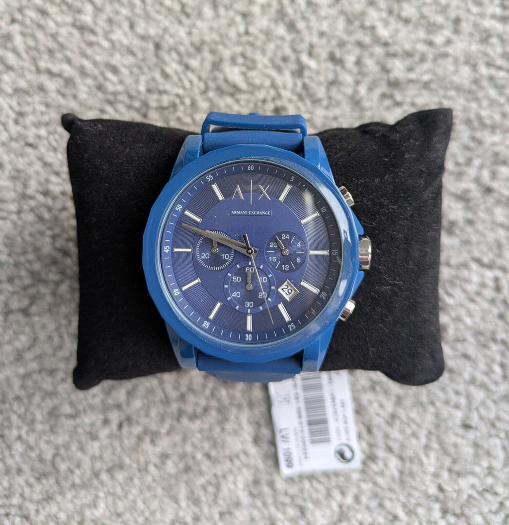 Men's Armani Exchange Outerbanks Chronograph Watch AX1327 – Blue Dial with Blue Silicone Strap